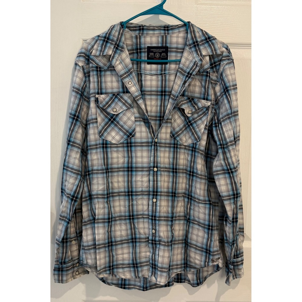 American Eagle Outfitters Plaid Button Down Shirt Long Sleeve Vintage Fit L